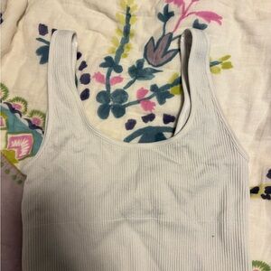 GAP White Ribbed Sleeveless Tank Top